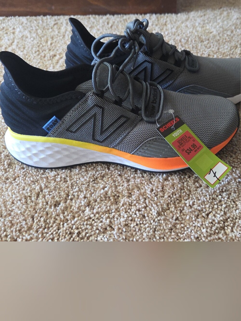 New Balance Gray and Orange Men's Athletic Sneakers